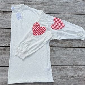 DAYDREAMER Gingham Heart Long-Sleeve Tee - Vintage White